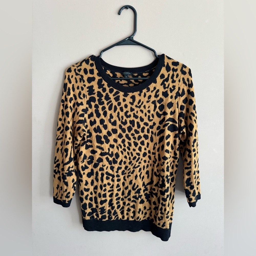 Talbots Leopard Print Crewneck Sweater